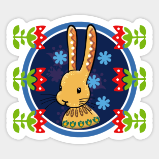 Rabbit Traditional Folk Pattern Sticker